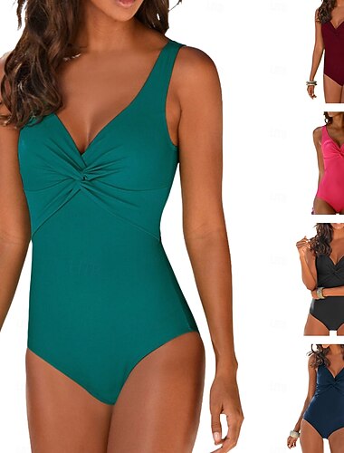  Femmes Standard Maillots anti-UV One Piece Maillot de bain Maillots de bain Couleur Unie Dos Nu Protection UV Élastique Sans manches Maillot de Bain Le Maillot de corps Surf Plongée Natation Été