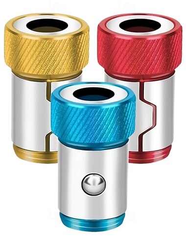  Conjunto de 3 anéis magnéticos para parafusos, anéis magnetizadores de metal para pontas de chave de fenda com encaixe hexagonal de 1/4 de polegada, magnetizador universal removível para pontas