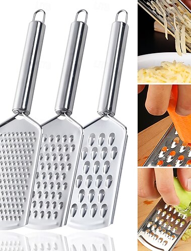  3-teiliges Set aus multifunktionalem Edelstahl-Schneider und -Schäler, Karotten- und Kartoffelschneider, Ingwer- und Knoblauchmühle, Gemüseschneider, geeignet für Gemüse, Obst, Schokolade, Käse usw.