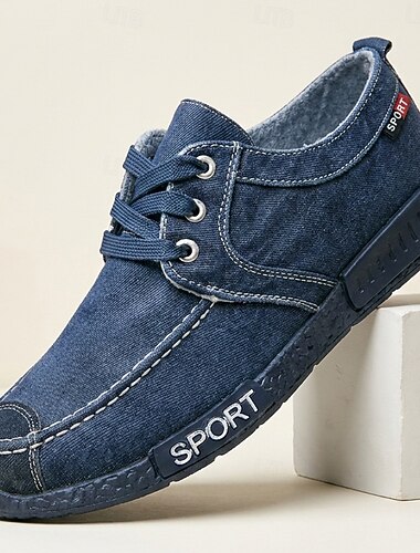  Scarpe casual da uomo in denim con lacci, sneakers leggere in stile sportivo ideali per viaggiare, per tutti i giorni e per il fine settimana.