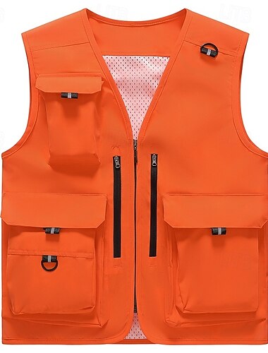  Herr Fiskeväst Vandringsväst Multifunktionell väst Utomhus Snabb tork Multi Pocket Slitstyrka Andningsfunktion Vest Jakt Fiske Klättring Svart Blå Orange Grön Grå