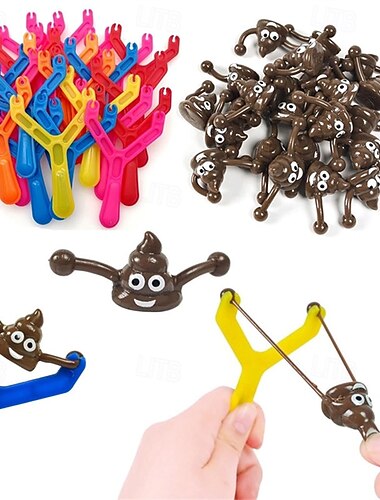  Set di 50 divertenti giocattoli a forma di cacca da lanciare con una fionda, fionda elastica a forma di cacca volante, gadget divertenti appiccicosi a forma di cacca per bambini e adulti, bomboniere