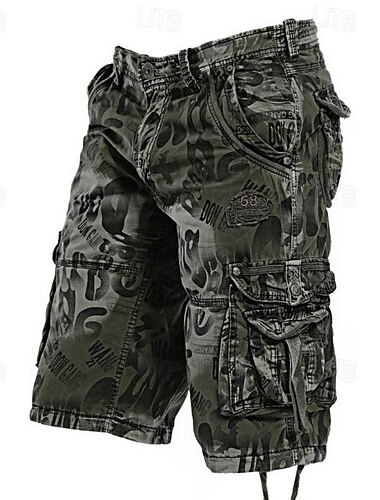  Herr Taktiska shorts Cargo-shorts Camo Shorts Shorts Knappar Flera fickor Kamouflage Kamuflasje Bärbar Knelängd Utomhus Dagligen Camping och vandring Mode Klassisk Kamouflage Blå Kamouflage Grå