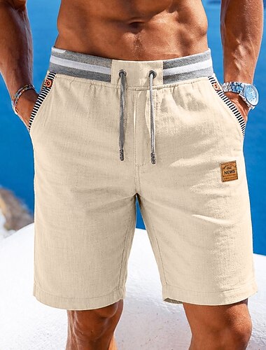  Per uomo Shorts Shorts di Lino Pantaloncini Estivi Shorts da Spiaggia Coulisse Tasca Elastico in vita Blocco di colori Tinta unita Comodità Traspirante Corto Casuale Quotidiano Spiaggia Vacanza Moda