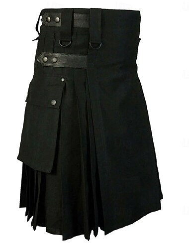  Highland scozzese Medievale Celtico Lunghezza al ginocchio Kilt scozzesi utilitari Gonnellini Tinta unica Costume Per uomo Celtico Fiera Rinascimentale LARP Festival Adulti Gonnellino Tutte le