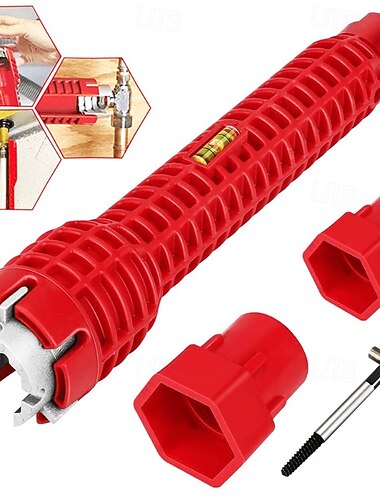  4-pack 8-i-1 kran- och handfatsinstallationsverktyg, multifunktionell handfatsnyckel VVS-verktyg för vattenrör, mutter, ventilsil, extra lång handfatsnyckel för trånga utrymmen, reparationsverktyg för