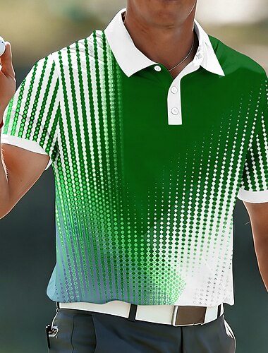  Voor heren Meetkundig Golf Sport Poloshirts Korte mouw Poloshirt Overhemden met kraag Casual Sportkleding Knop Ademend gaas Lente zomer blauw Paars Bruin