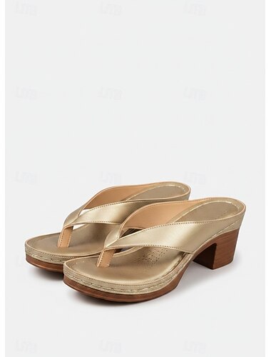  dames slippers met hak – elegante teenslippers voor de zomer, het strand en vrijetijdskleding