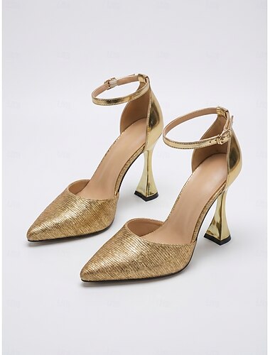  Escarpins dorés à talons hauts pour femmes - élégants escarpins à bout pointu pour les soirées et les occasions spéciales