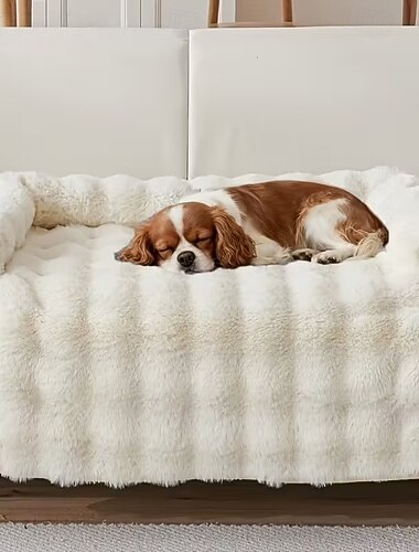  Verdikte wintermat van imitatiekonijnenbont voor honden, thermisch premium pluche huisdierkussen, antislip, wasbaar, knus slaapmatje voor katten.