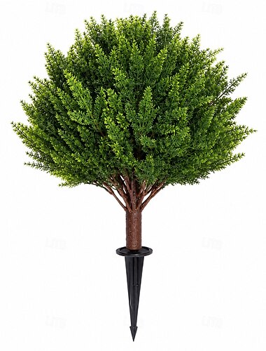  Topiario artificial de ciprés de 60 cm con estaca, árbol de cedro artificial para paisajismo, arbustos artificiales resistentes a los rayos UV para porche, patio, jardín, patio, decoración de puerta