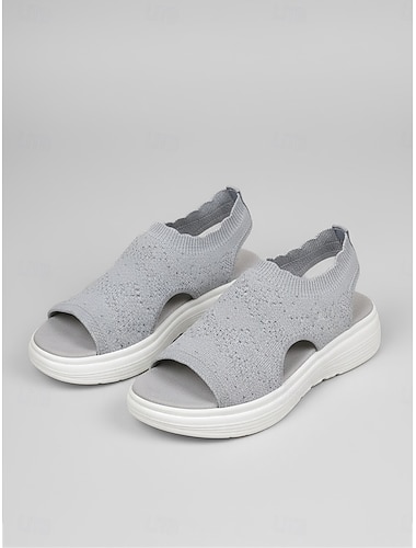  Roze gebreide sportsandalen voor dames - ademende instapschoenen met open neus, lichtgewicht en comfortabele wandelsandalen voor op reis, in de tuin, op vakantie en voor dagelijks gebruik.