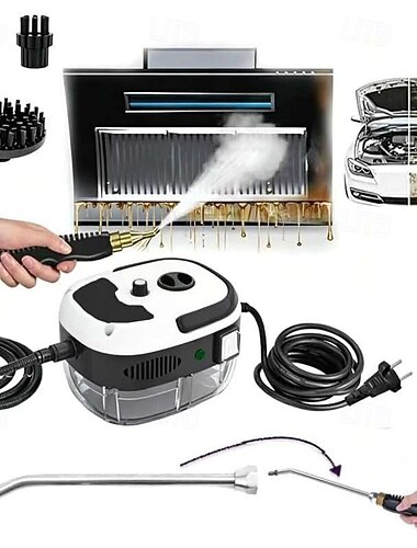  2500w håndholdt høytemperatur trykkdamprenser, 6 høyhastighets trykktemperaturdamprenser med 3 børstehoder for rengjøring av kjøkken, hjem og bil