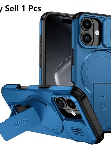  telefono Custodia Per iPhone 17 Air 17 Pro Max 16 15 14 Pro Max Plus 13 Pro Max Mini Copertura Posteriore Con Magsafe con Supporto Magnetico Supporta la Ricarica Wireless Armatura ABS+PC