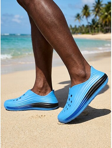  Zoccoli da spiaggia blu da uomo - sandali comodi, leggeri e traspiranti, facili da indossare - scarpe estive casual per vacanze al mare, passeggiate costiere, viaggi e relax a bordo piscina.