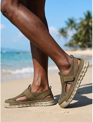  Sandali da pescatore da uomo a punta chiusa, regolabili, comodi da spiaggia per vacanze al mare, passeggiate in riva al mare, viaggi e abbigliamento estivo casual.