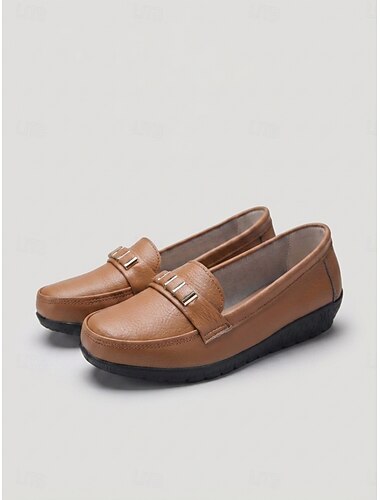  Dames loafers in lichtblauw met metalen gesp - comfortabele instapmocassins met ronde neus en antislipzool, ideaal voor op reis of dagelijks gebruik. &zakelijke casual kleding