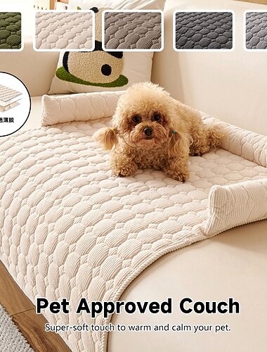  Hondenbankhoes, huisdierbankbeschermer, gewatteerde antislip hoes voor huisdierbank, bed, wasbare bankmat met opstaande rand voor honden en katten, bed, stoel, woonkamer