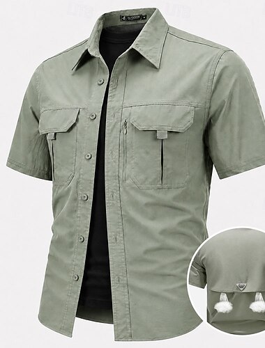  Per uomo Camicie da pesca Camicia cargo Camicia utility Manica Corta Sport e Outdoor Pantaloni Tattici All'aperto Abbigliamento casual alla moda Primavera & Estate Colletto a Camicia Asciugatura