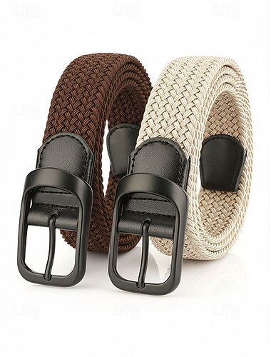  Herenriem van gevlochten polyester met stretch, verstelbare elastische geweven riem in meerdere kleuren, geschikt voor buitensporten, reizen, vakanties en dagelijks gebruik.