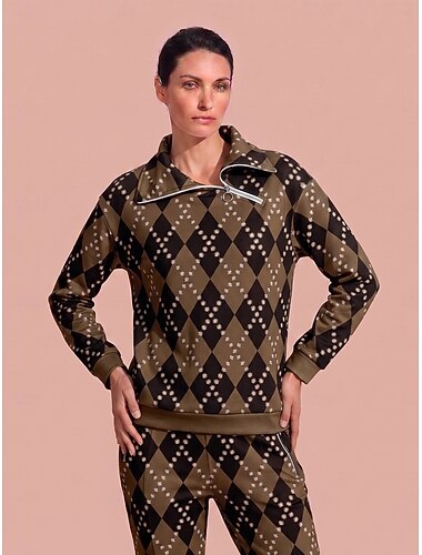  Dam Pullover-tröja Brun Långärmad Överdelar Golfkläder för damer Kläder Outfits Bär kläder