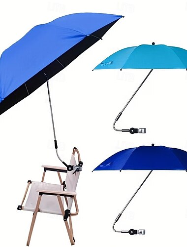  Sonnenschirm mit Klemme, verstellbar, geeignet für Stühle, UPF 50+ Sonnenschutz für Terrasse, Garten, Rollstühle, Campingstühle, Golfwagen