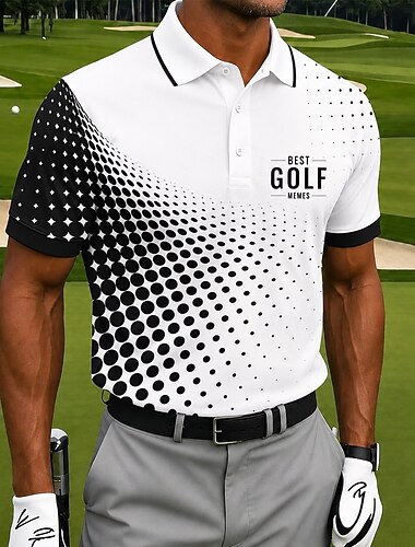  Per uomo Geometrico Golf Polo Sportivi Manica Corta Magliette polo Camicie con Colletto Casual Athleisure Stampa 3D Bottoni Tessuto retato traspirante Estate Primavera Blu Nero Verde