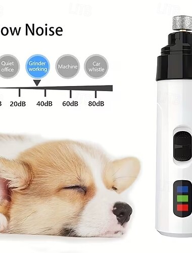  Aparador de unhas silencioso profissional, cortador de unhas para cães, cortador de unhas elétrico recarregável via USB para animais de estimação, cortador de unhas para cães, cortador de unhas silencioso para cães, aparador de unhas para cães