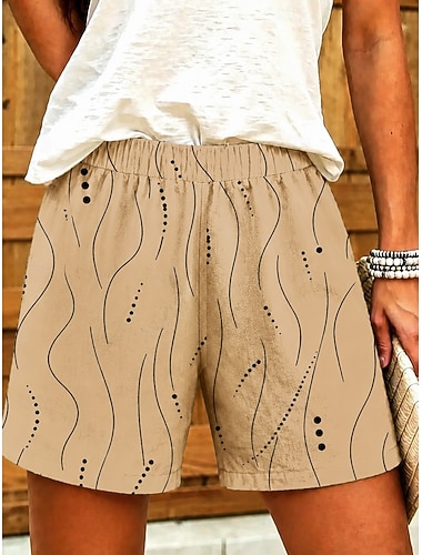  Dames Chinese Korte broek Vakantie Vintage oma-stijl aan de kust Korte Medium Taille Grafisch Meetkundig Afdrukken Comfort Inelastisch Dagelijks Buiten Straat Wit Blozend Roze Blauw Khaki Zomer Lente
