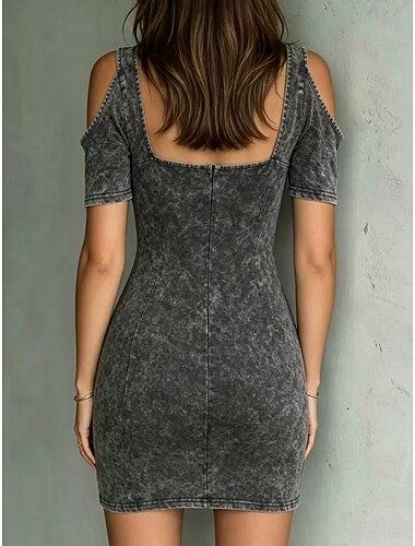  Mujer Mini vestido Vestido tubo Vestido estilo camiseta Vestido de verano Vacaciones Cumpleaños Casual Diario Festivos Cita Ombre Media Manga Cuello vuelto holgado Gris Oscuro Verano Primavera