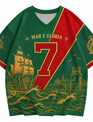  2026-os focikupa Férfi Számgrafika Portugália Póló Jersey ingek Rövid ujjú póló 3D nyomtatás V-alakú Ing Sportok Utcai stílus Szabadtéri sport Mérkőzés napja Futball Piros 3 Rubin Lóhere Tavaszi nyár