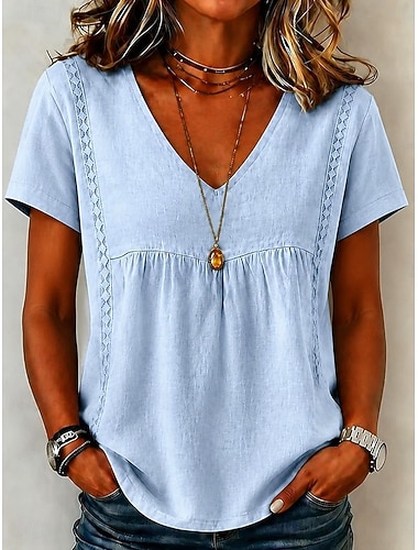  Dames Overhemd Effen Kleur Bohemen Vakantie Vintage Mouwloos V-hals Lange tops Casual blauw Wit Geel Blozend Roze Zomer Lente