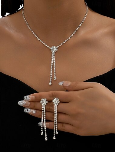  Sieradenset 2 Strass Kromi Oorbellen Kettingen Dames Europees Sieraden set Voor Bruiloft