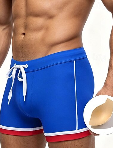  Herr Badshorts Solid färg Snörning Boyleg Snabb tork Stretch Andningsfunktion Badkläder Underdelar Surfing Vattensport Simmning Sommar