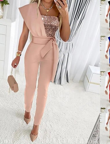  Dam Lekdräkt Elegant Ärmlös Dagligen Bal Normal Silver Svart Rodnande Rosa Sommar