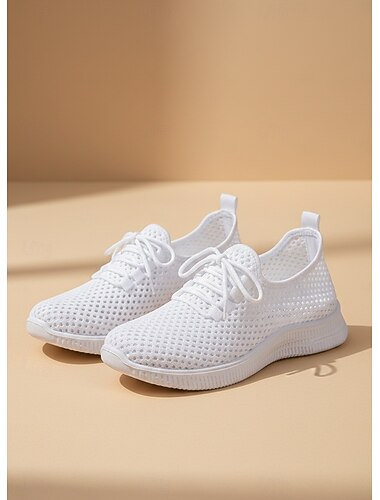  Lätta damskor i mesh – andningsbara och bekväma sneakers med snörning för resor, dagliga promenader och vardagskläder