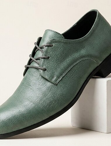  Scarpe eleganti da uomo Derby verdi, stringate, minimaliste, formali, modello Oxford, calzature eleganti da gentiluomo per riunioni di lavoro, matrimoni, banchetti e occasioni speciali.