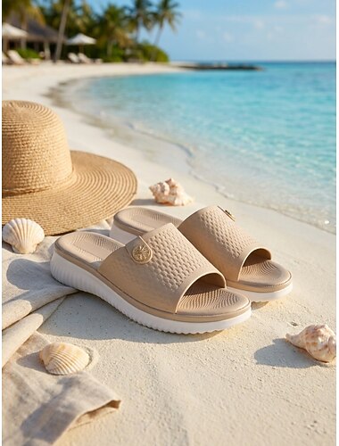  Sandali da donna comodi con plateau, sandali slip-on imbottiti con plantare morbido per casa, viaggi e uso quotidiano.