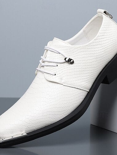  Herre hvite snøresko med firkantet tå, minimalistiske formelle oxfordsko, elegante herresko for forretningsmenn, bryllup, banketter og pene anledninger.