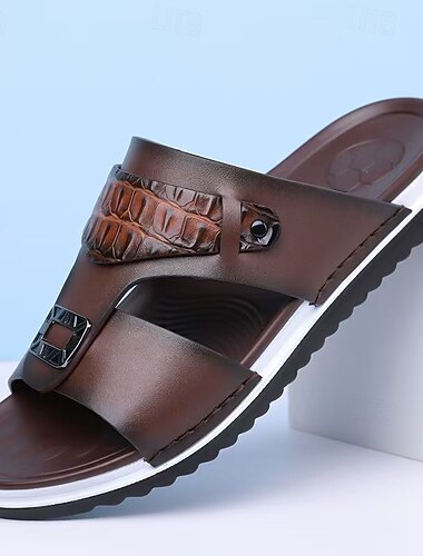  Sandali da uomo con fibbia, scarpe estive casual a punta aperta per la spiaggia, il resort, i viaggi e l'uso quotidiano all'aperto.