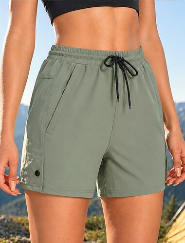  Mulheres Shorts ao ar livre Bermuda Cargo Shorts de caminhada Calções Cambat Verão Primavera Outono Ao ar livre Normal Prova-de-Água Secagem Rápida Leve Respirável Calção Com Cordão Bolsos Verde