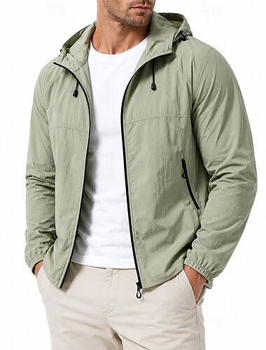  Da uomo Giacca Leggera Casuale All'aperto Protezione Solare Protezione solare Snello Minimalista Primavera & Estate Primavera Attivo Casual Quotidiano Girocollo Regolare Nero Verde Giacca