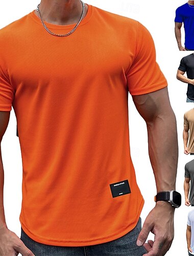  Hombre Color sólido Camiseta Running Verano Manga Corta Casual Ropa Deportiva Secado rápido Suave Transpirable Entrenamiento de gimnasio Corriendo Paseo Correr Azul Piscina Gris oscuro Negro Ropa de