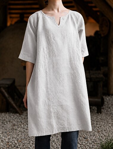  Rétro Vintage Médiéval Renaissance Chemise Robe Tunique Manches courtes Pirate Viking Paysan Ample Déguisement Femmes Halloween Carnaval Décontracté Quotidien Foire de la Renaissance Adulte Chemisier