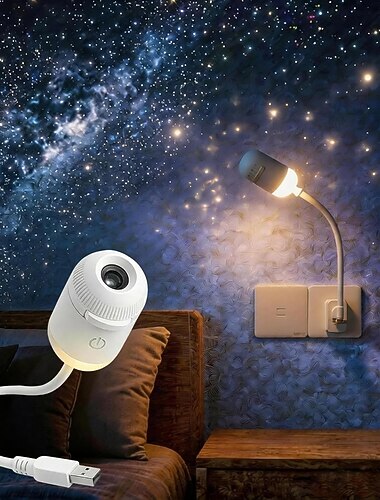  Projetor de luz noturna galáxia céu estrelado 2 em 1 portátil com 12 filmes de projeção, controle de brilho ajustável em 360 graus, luz noturna LED que protege os olhos para crianças e adultos.