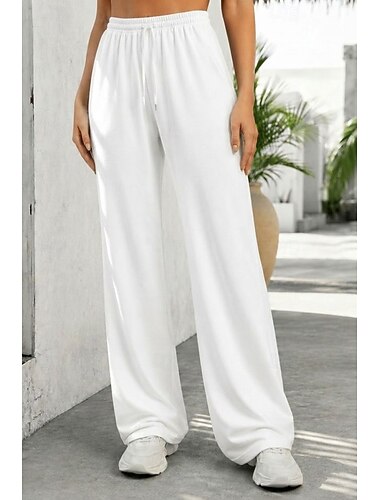  Damen Chinos Stilvoll Klassisch & Zeitlos Volle Länge Mittlere Taillenlinie Einfach Kordelzug Komfort Dehnbar Lässig Täglich Sport Marineblau Grau Schwarz Weiß Sommer Frühling Lässiger Schnitt