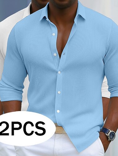  Per uomo Camicia Camicia casual Camicia di Velluto a Coste Camicia con Bottoni Cachi+Viola Grigio+blu navy Blu navy + blu Verde militare + viola Kaki + Grigio Manica Lunga Semplice Colletto a Camicia