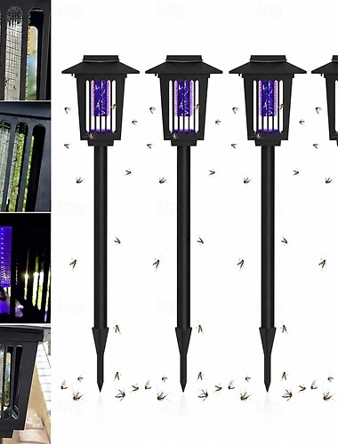  Lampada antizanzare solare per esterni, impermeabile, repellente per zanzare, ad energia solare, per uccidere falene, moscerini e piccoli insetti volanti in giardino.