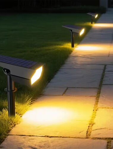  92 LED di lampade solari da giardino, montabili a parete e con spina a terra, a doppio uso, per illuminazione esterna di cortili e giardini, 1 set