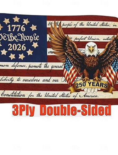  Bandiera americana per il 250° anniversario degli Stati Uniti, merchandising, decorazioni, bandiera USA patriottica, Betsy Ross, 4 luglio, noi il popolo, 1776, bandiere per esterni 3x5 bifacciali